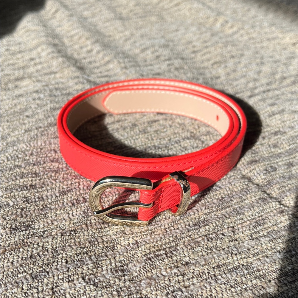 Banana Republic Red Belt with Gold Buckle